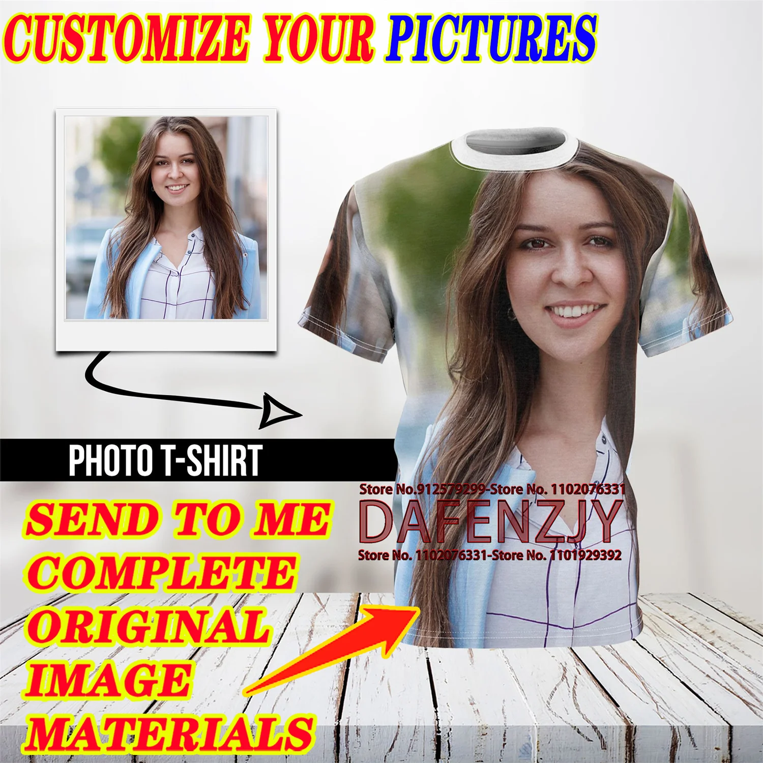 3D Printing Foto - Lustiges individuelles T-Shirt mit Ihrem Foto/Namen,