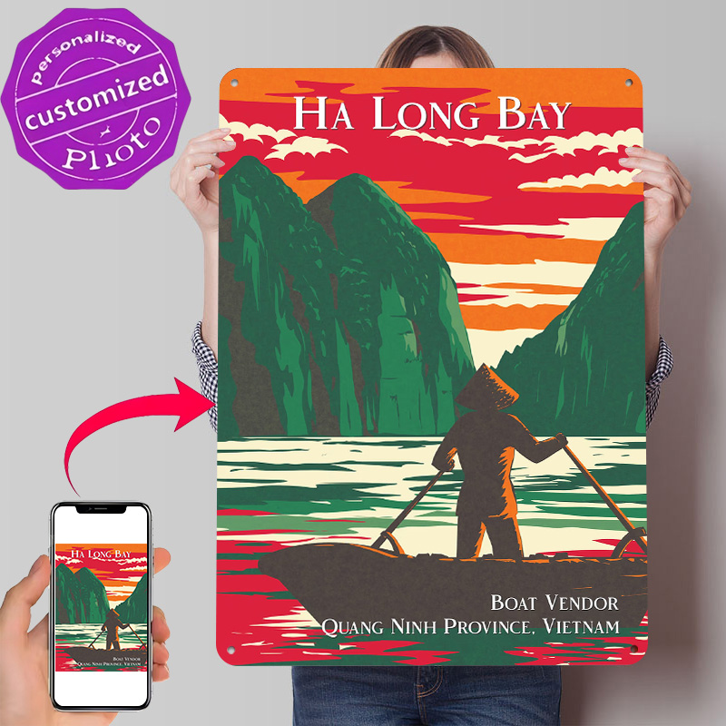 3D Printing Vendor - Ha Long Bay Bootverkäufer-Poster Retro 3D-Gedruckte